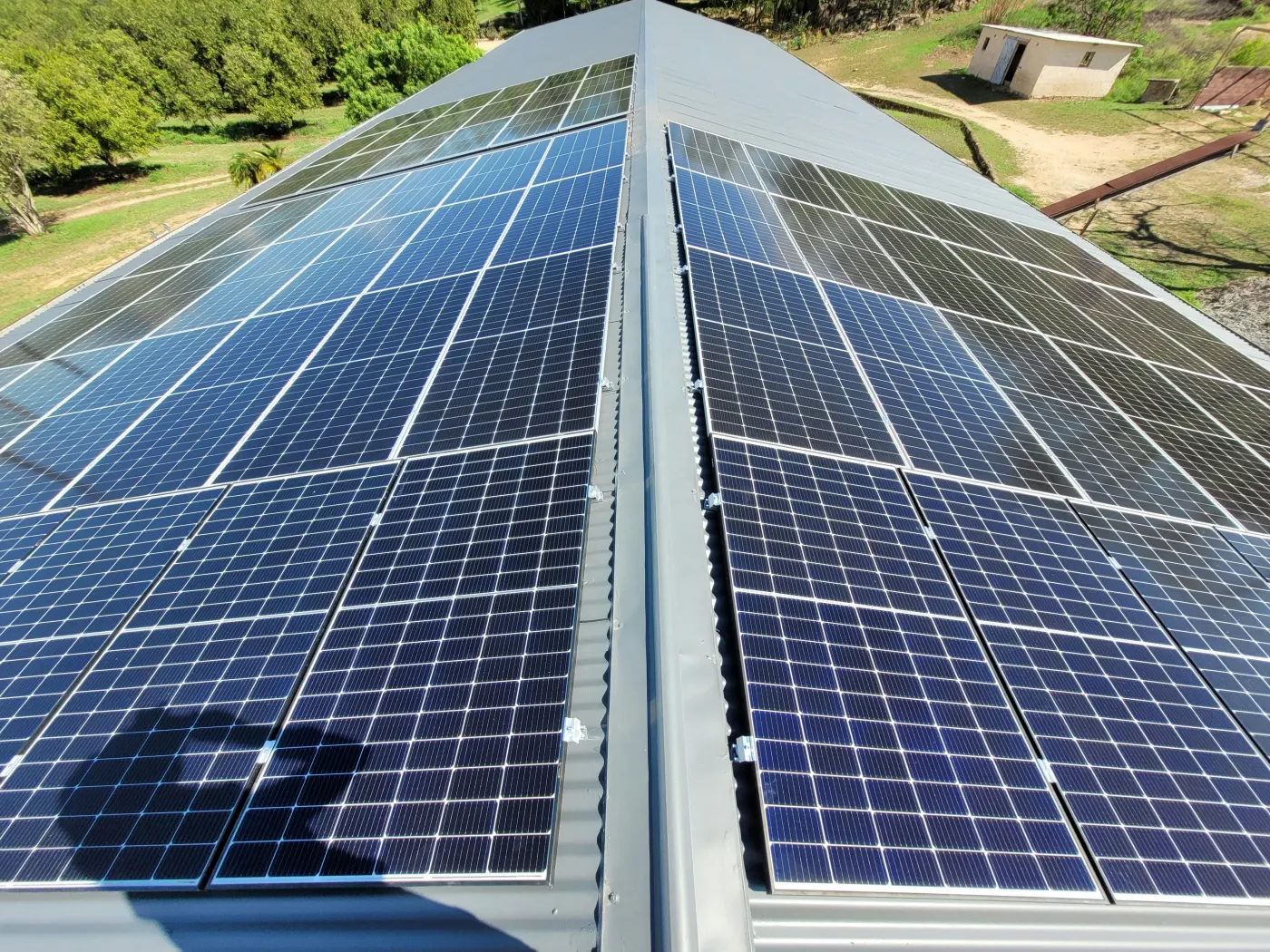 Close view of residential solar panels